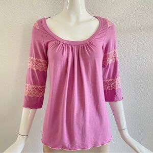 Claire Pettibone Mauve lace trim Long Sleeve Top